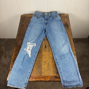 Madewell Perfect Vintage Straight Jeans Size 26 Distressed Medium Wash Denim